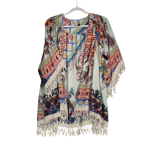 Umgee Sweaters - Umgee Cardigan Womens Medium Ivory Lace Fringe Boho Chic Festival Cottagecore
